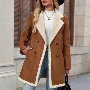 Veste mi-longue dÃ©contractÃ©e en laine doublÃ©e polaire pour femme    ðŸŽ Livraison offerte Gratuitement