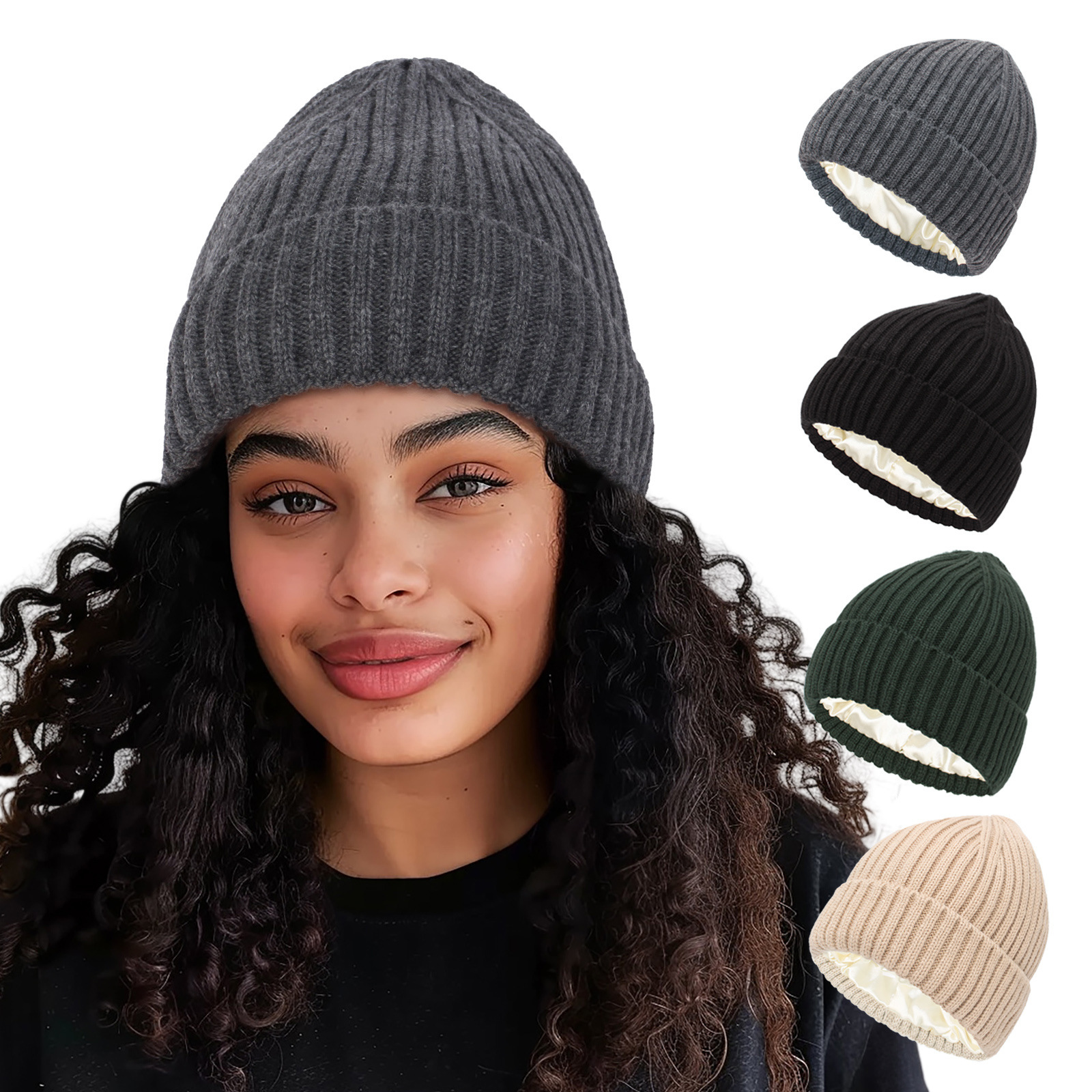 🧢 Bonnet Satin & Laine – Chaud et Élégant pour Homme et Femme – Image 2