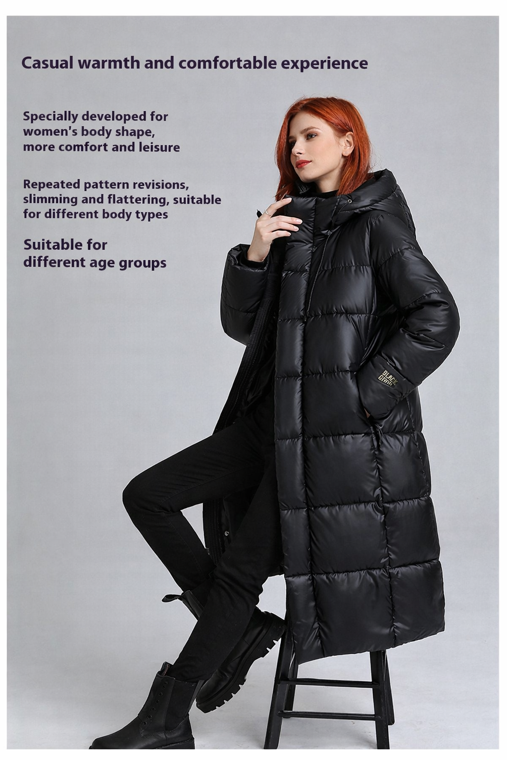 Women's Long Hooded Self-heating Graphene Cotton-padded Jacket 🎠Livraison offerte Gratuitement 🎠– Image 3