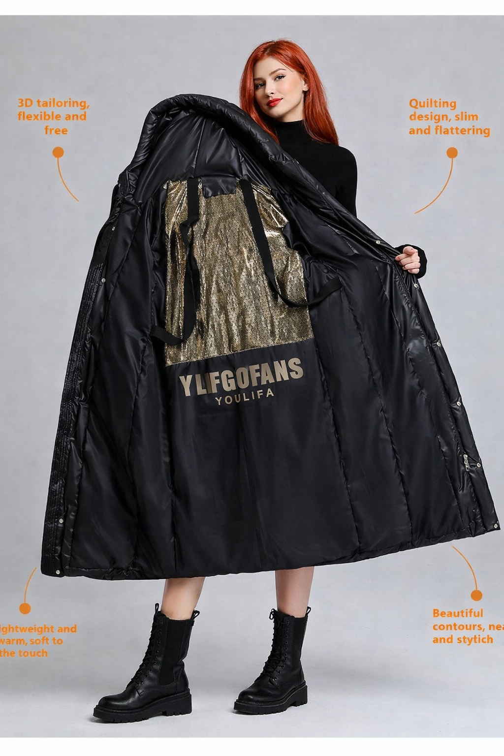 Women's Long Hooded Self-heating Graphene Cotton-padded Jacket 🎠Livraison offerte Gratuitement ðŸŽ