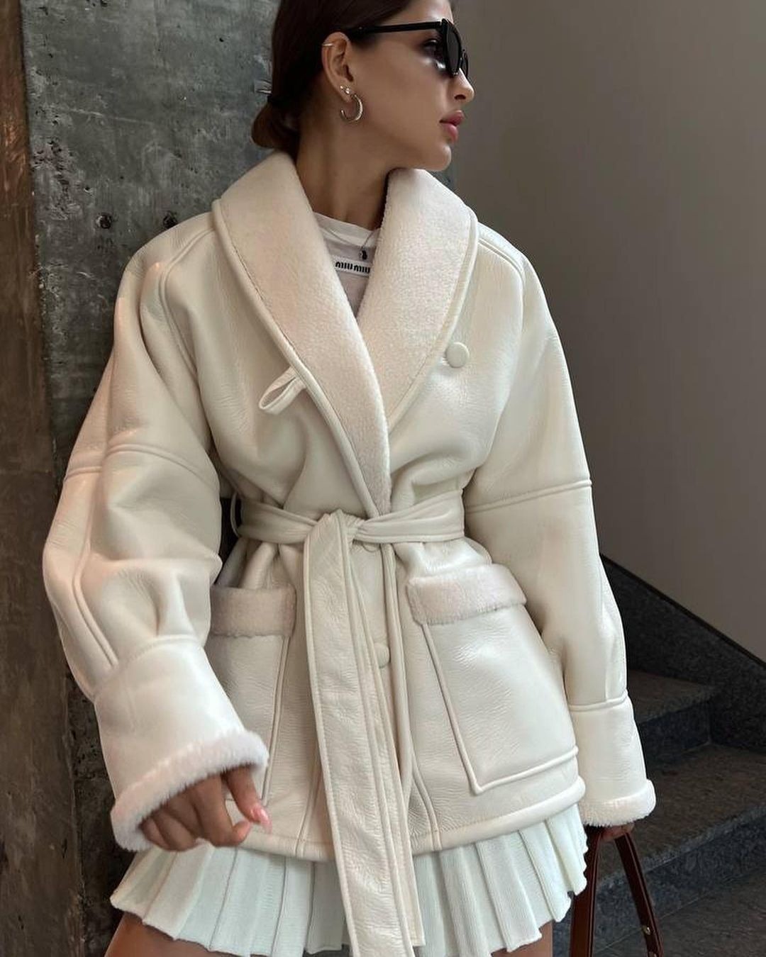 Leather And Fur Korean Style Long Sleeve Splicing Coat Women (Livraison entre 15 et 21 Jours + Livraison gratuite) – Image 10