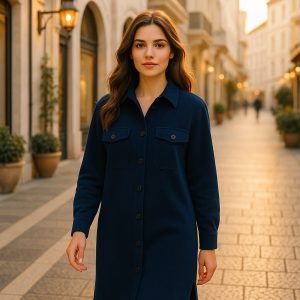 Robe-Chemise Rayhana â€“ Tissu CÃ´telÃ© Bleu royal avec Boutons Noirs   - ðŸŽ Livraison offerte-  ÙØ³ØªØ§Ù† Ø±ÙŠØ­Ø§Ù†Ø© -Ù‚Ù…ÙŠØµ Ø¨Ù„ÙˆÙ† Ø£Ø²Ø±Ù‚ Ù…Ù„ÙƒÙŠ Ù…Ø¹ Ø£Ø²Ø±Ø§Ø± Ø³ÙˆØ¯Ø§Ø¡   (Livraison gratuite)