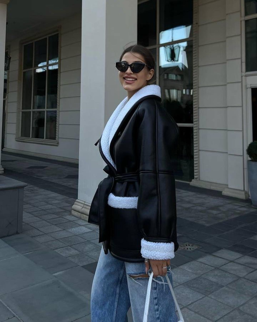 Leather And Fur Korean Style Long Sleeve Splicing Coat Women (Livraison entre 15 et 21 Jours + Livraison gratuite) – Image 4