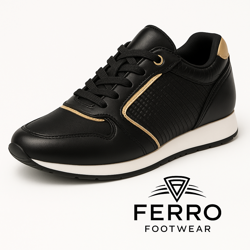 🖤 Sneakers Premium FERRO Footwear – Noir & Or 🖤 ØØ°Ø§Ø¡ FERRO الرياضي Ø§Ù„ÙØ§Ø®Ø± – أسود مع لمسة ذهبية
